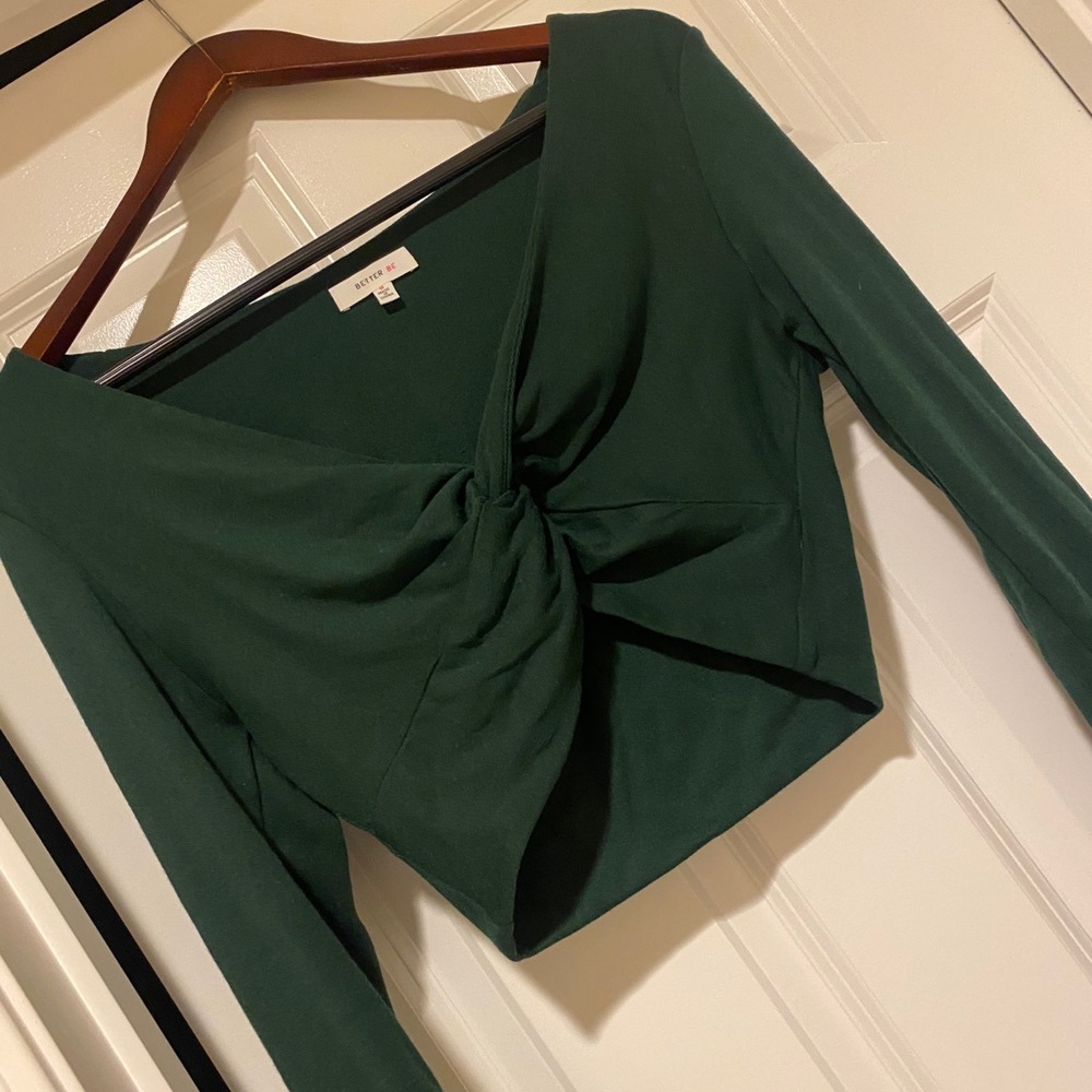 Emerald green long sleeve crop top